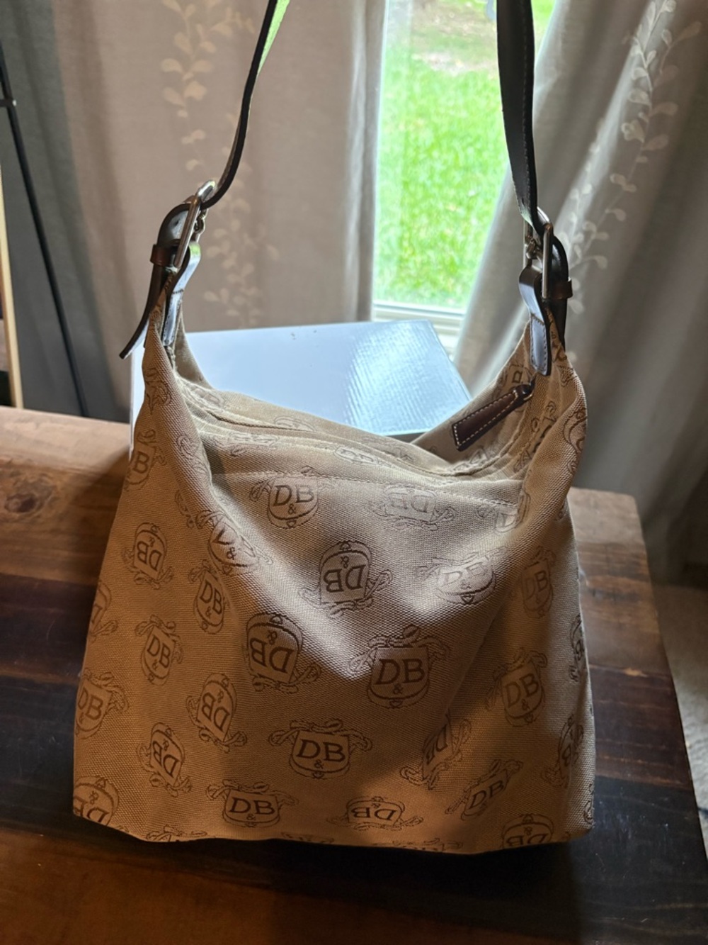 Dooney & Bourke Vintage Beige Logo Hobo Shoulder Bag